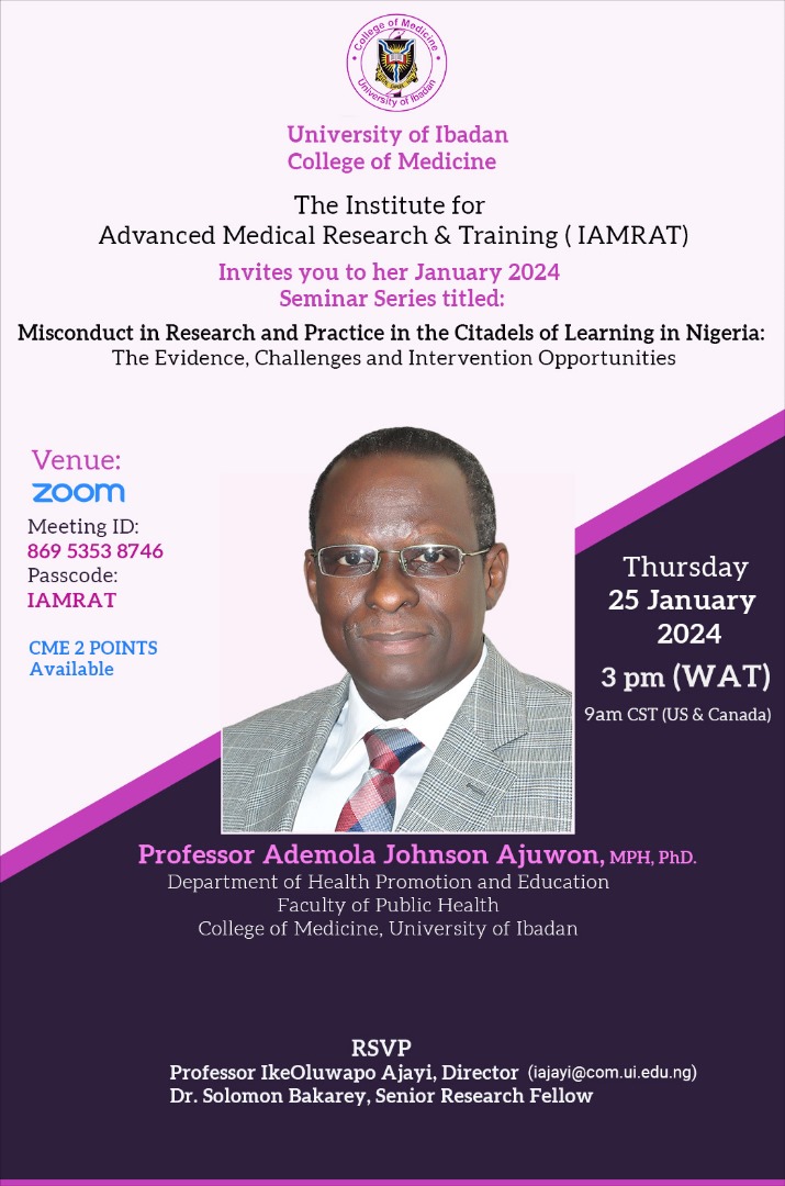 IAMRAT MONTHLY LECTURE SERIES FOR JANUARY 2024