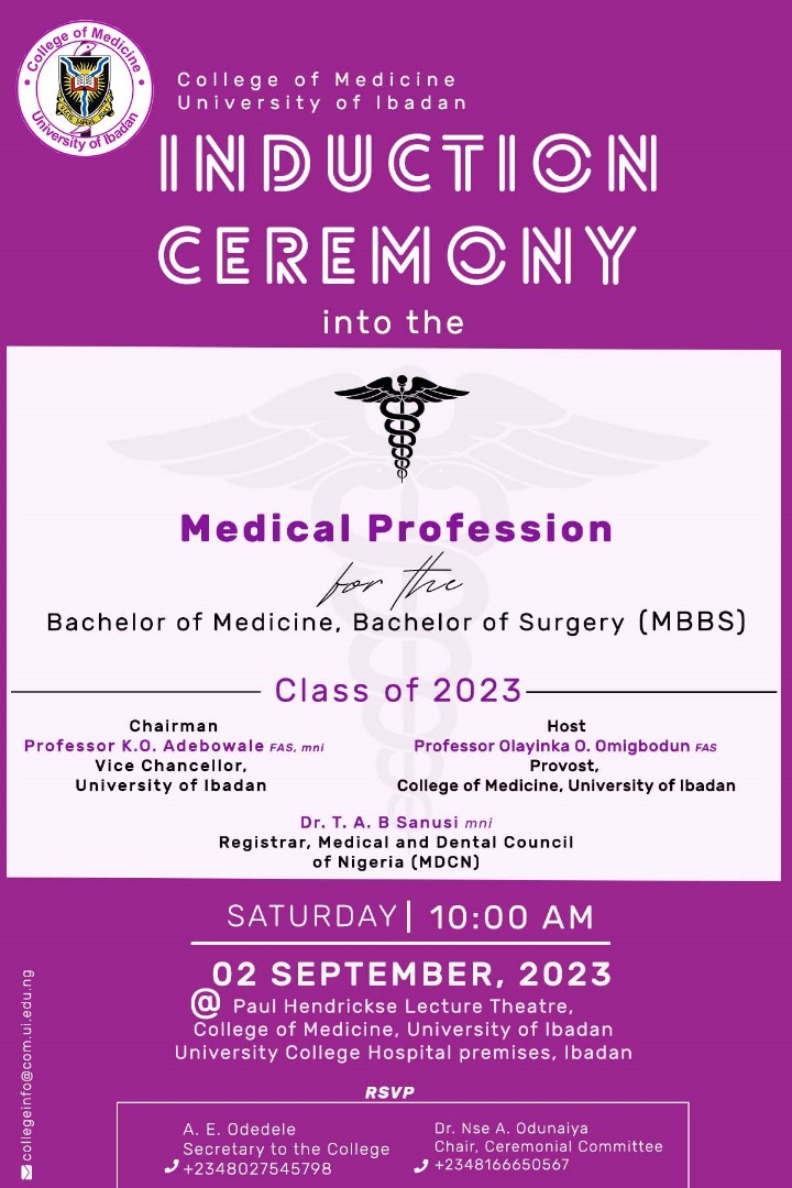 INDUCTION CEREMONY OF THE MBBS GRADUATING CLASS OF 2023