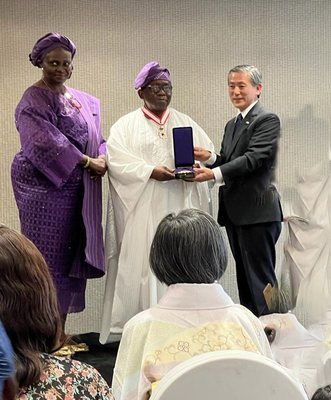 PROFESSOR ISAAC FOLORUNSO ADEWOLE FAS RECEIVES AWARD OF THE ORDER OF RISING STAR, GOLD AND SILVER STAR OF JAPAN 